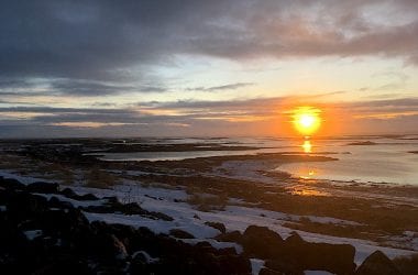 Sunrise over the sea in Iceland