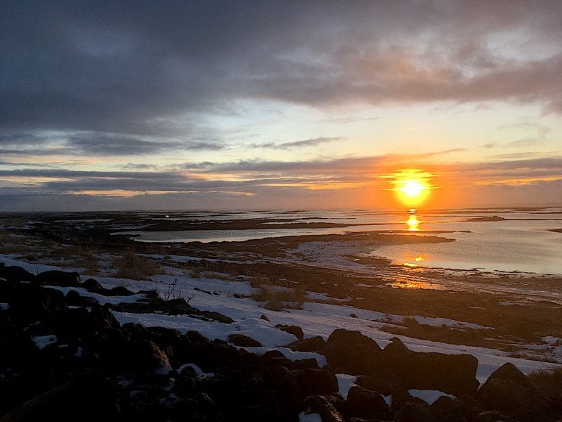 Sunrise over the sea in Iceland