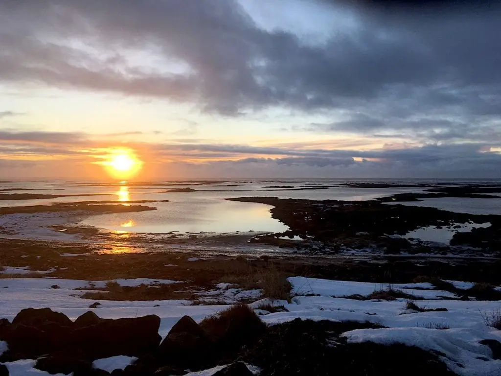 Sunrise above the ocean in Iceland