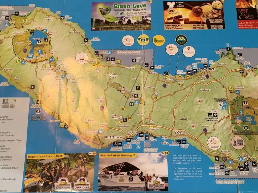 Map Sao Miguel, Azores