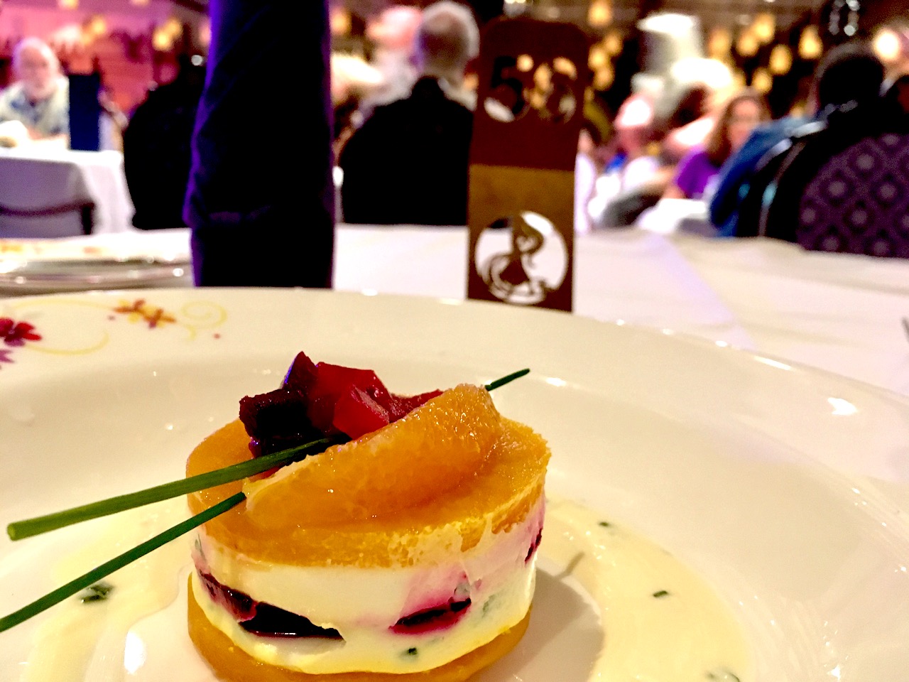 Creamy Goat Cheese and Yellow Beets at Rapunzel's Royal Table on board the Disney Magic