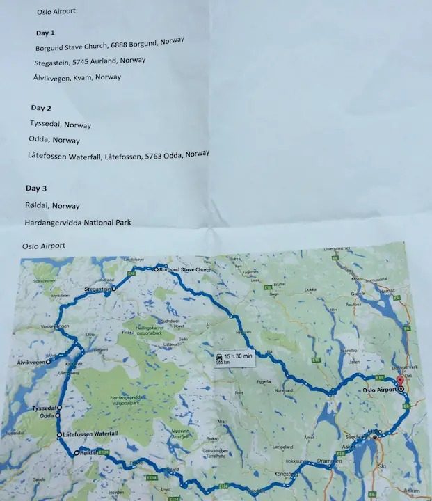 Itinerary 3 days in Norway