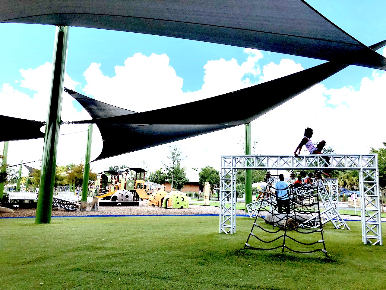 Depot Park Shaded Playground - 2-day itinerary for families in Gainesville, FL #gainesville #florida #tourofflorida #alachuacounty #gainesvilleFL #universityofflorida #UF #gogators #Gainesvillewithkids #gainesvilleitinerary 