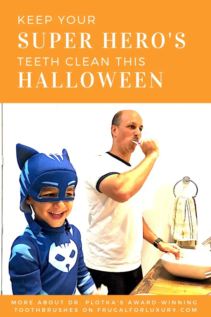 Keep your super-hero's teeth clean this Halloween with Dr. Plotka Toothbrushes #oralcare #drplotka #kidstoothbrushes #dentalcare #halloween #cleanteeth #besttoothbrushes 